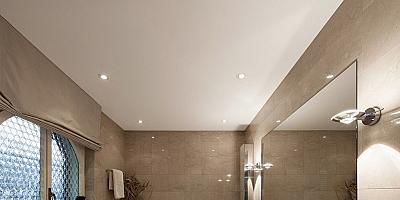 Сатиновый натяжной потолок в ванную